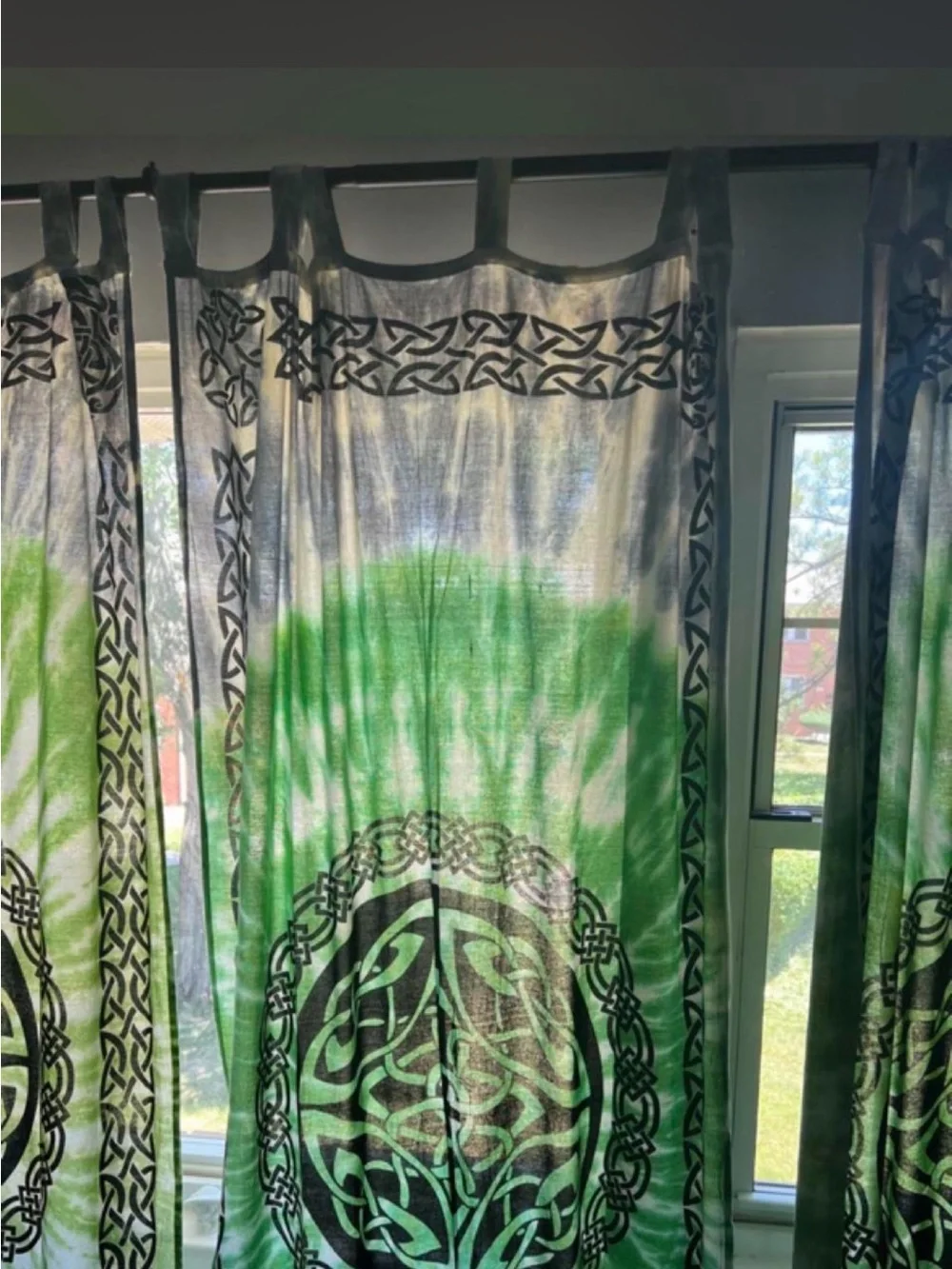 Green Celtic Medallion Sheer Window Curtain Panel - Unknown Brand